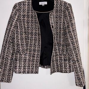 🤍 Calvin Klein Tweed Cropped Jacket | Open Front | Classic Workwear 🤍